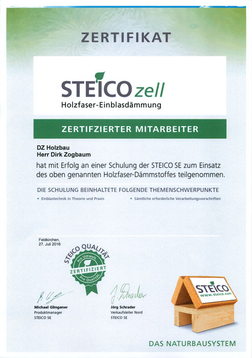 STEICOzell Holzfaser-Einblasdämmung - Zertifizierter Mitarbeiter